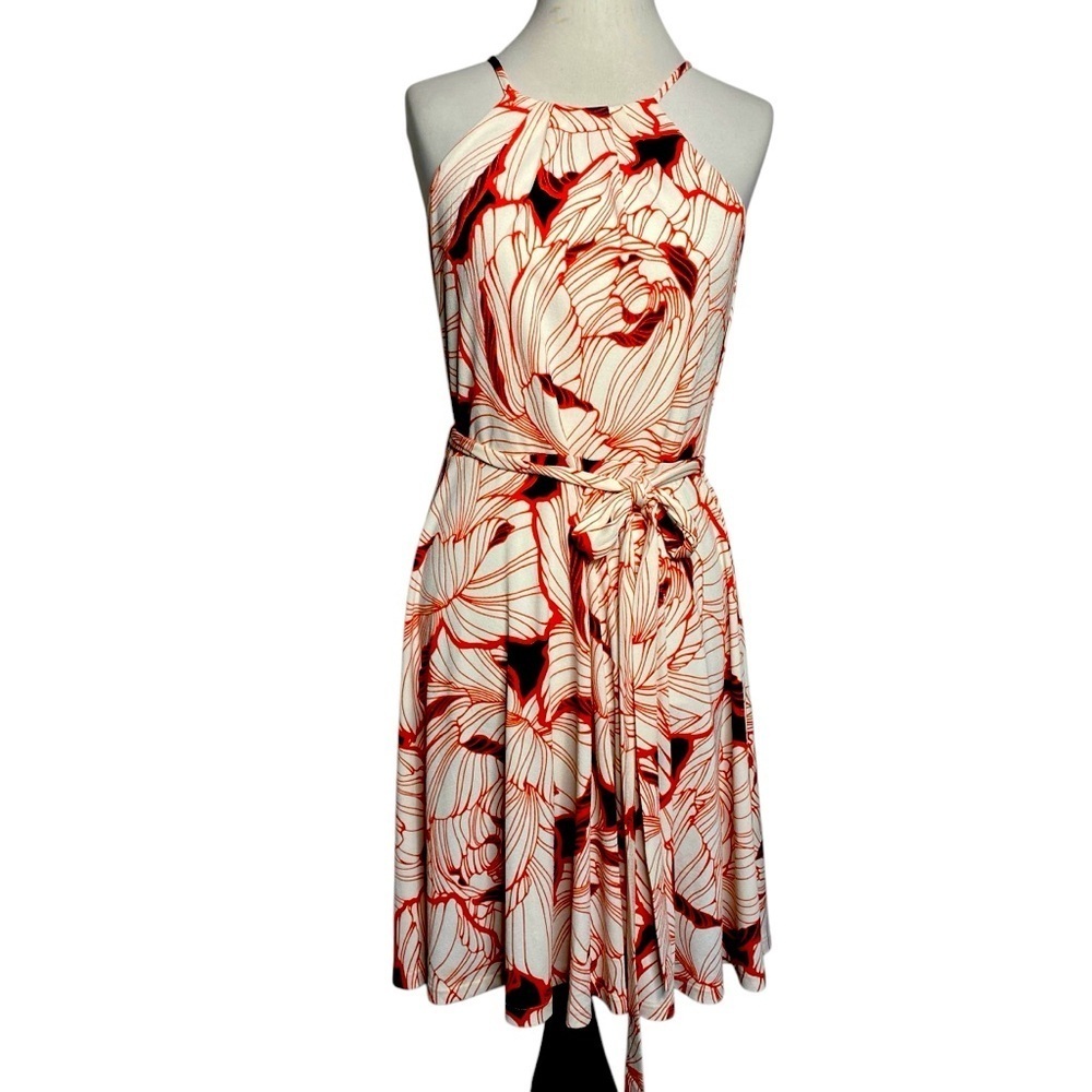 Ann Taylor sleeveless,flowy,comfy,wash&wear,  tie waist summer dress Medium